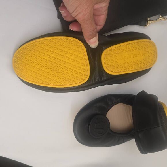 April Parker-Perfect Flat Ballet Shoes 9- Blk Leather Foldable Sole & Travel Bag - Picture 6 of 13
